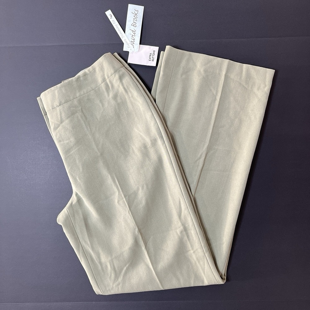 David Brooks Womens Flat Front Straight Leg Comfort Dress Pants Size 8 Green NWT